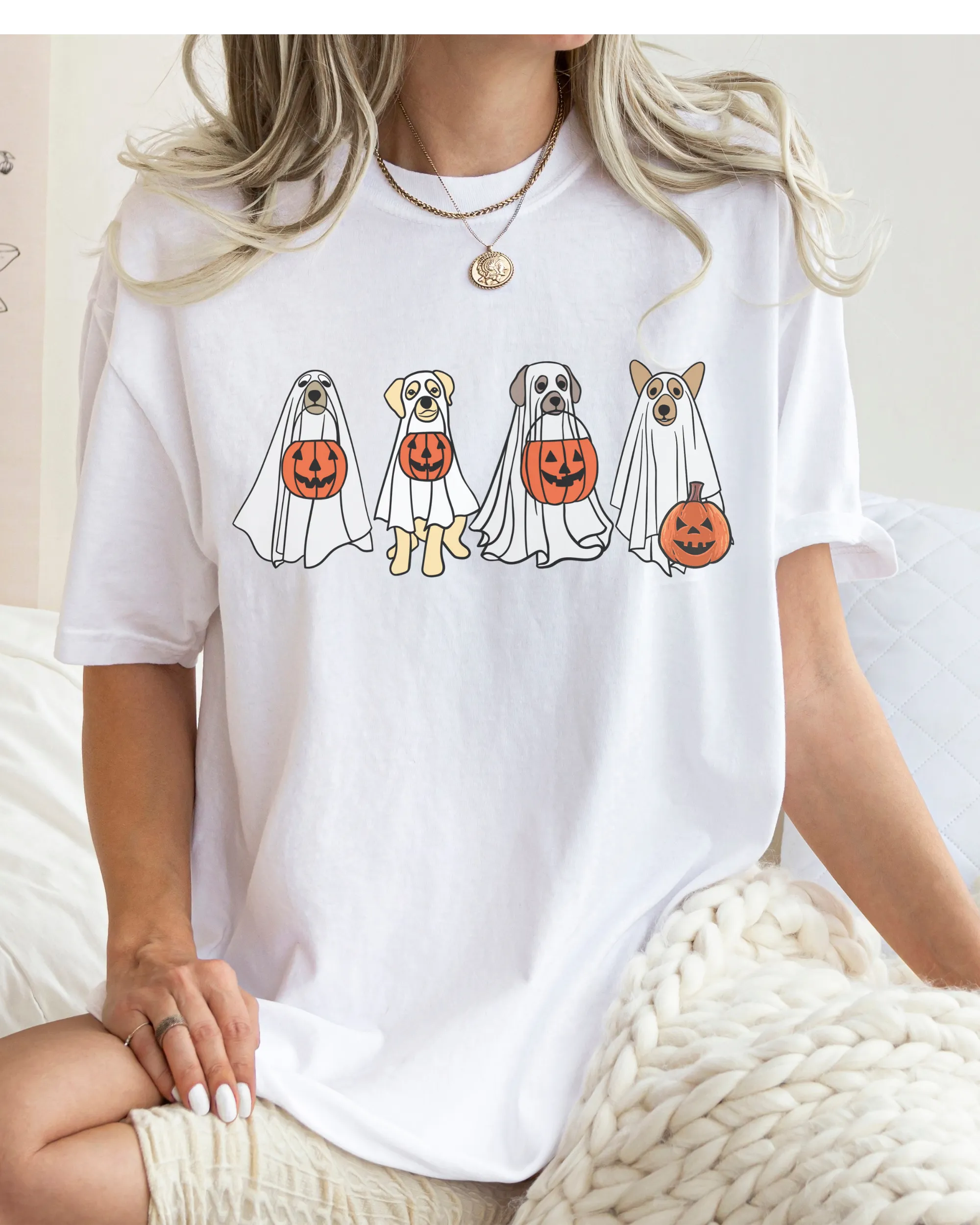 Halloween Trick or Treat Dogs Comfort Colors® T-Shirt, Women's Cute Retro Dogs Funny T-Shirt