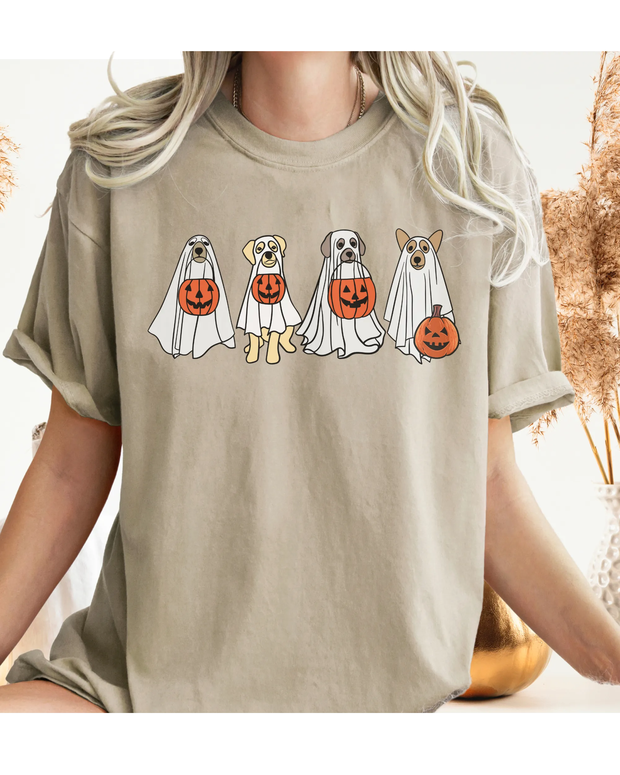 Halloween Trick or Treat Dogs Comfort Colors® T-Shirt, Women's Cute Retro Dogs Funny T-Shirt