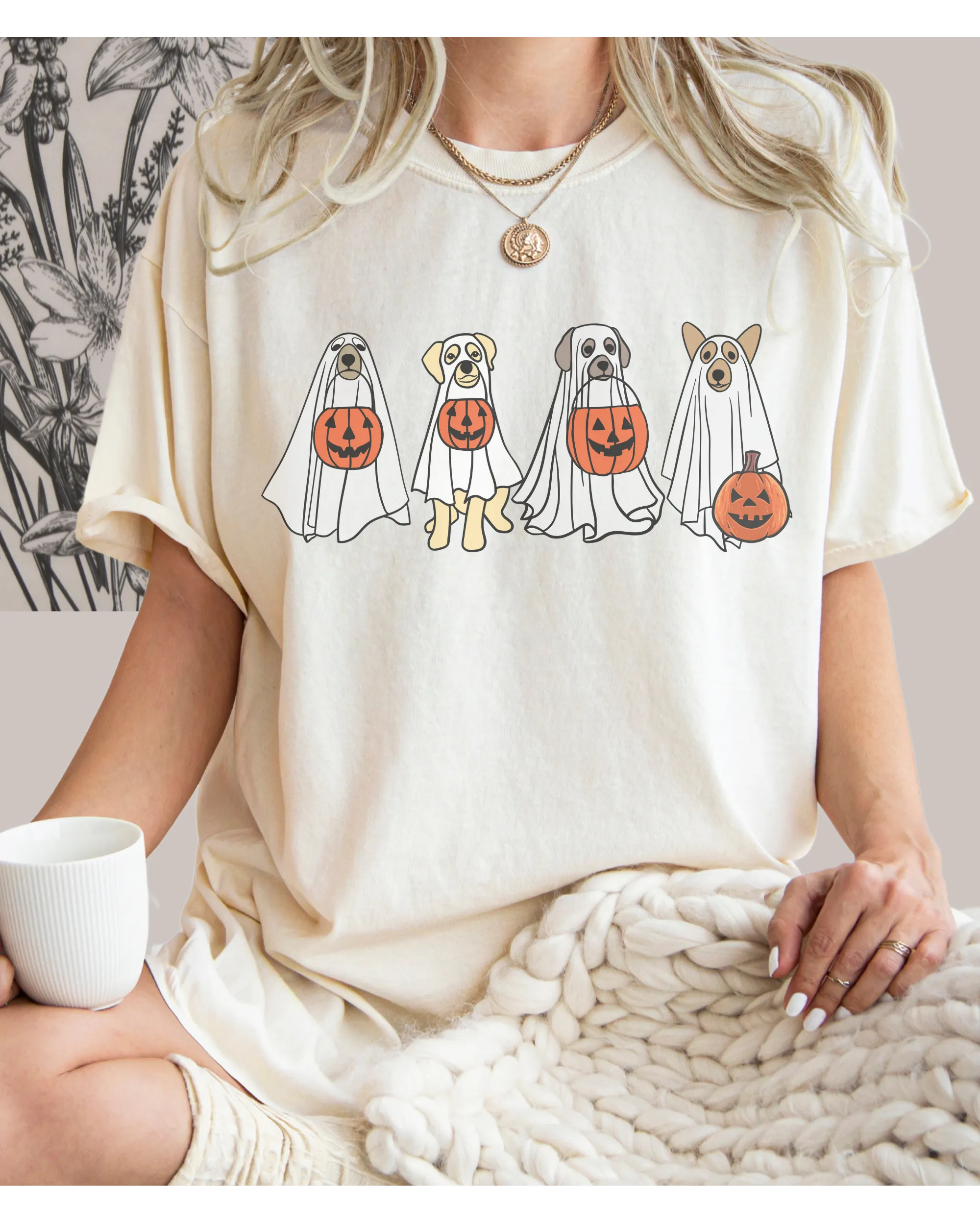 Halloween Trick or Treat Dogs Comfort Colors® T-Shirt, Women's Cute Retro Dogs Funny T-Shirt