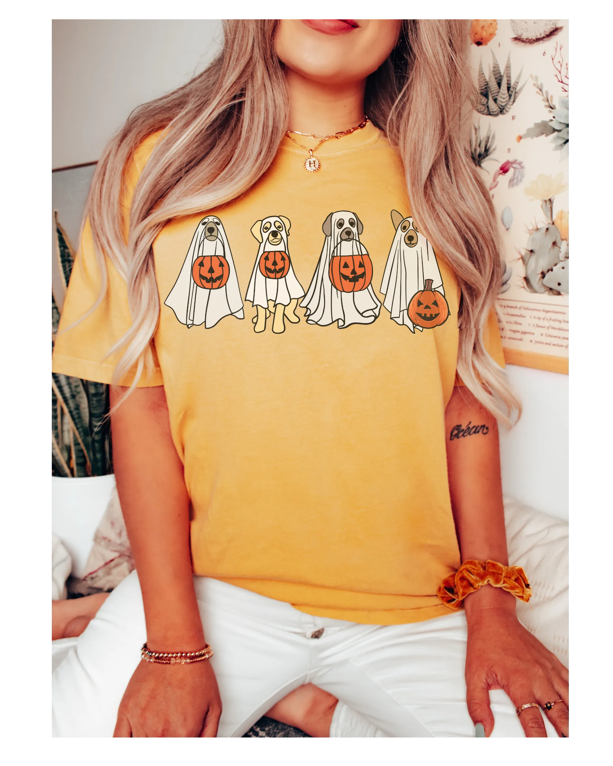 Halloween Trick or Treat Dogs Comfort Colors® T-Shirt, Women's Cute Retro Dogs Funny T-Shirt