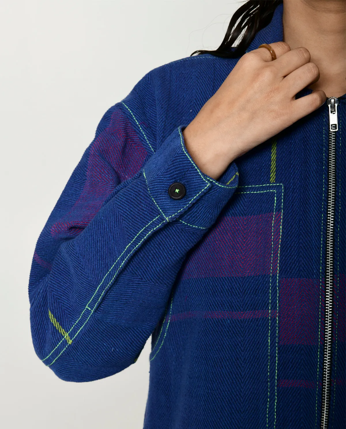 Handwoven Blue striped Cotton Shacket