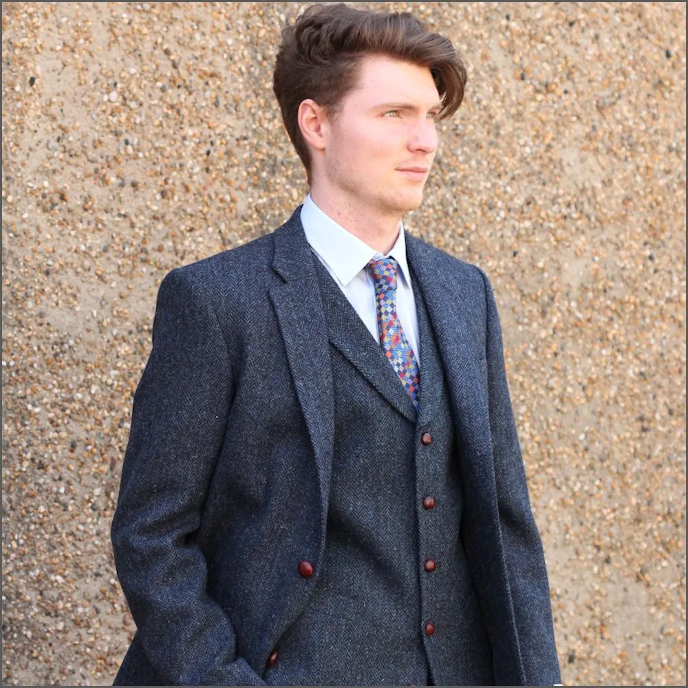 Harris Tweed Dark Blue Herringbone Jacket>>