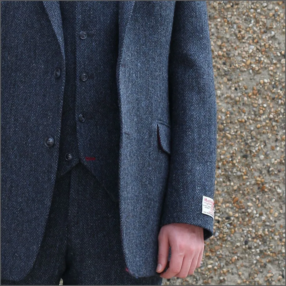 Harris Tweed Dark Blue Herringbone Jacket>>