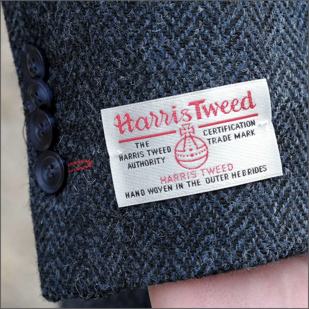 Harris Tweed Dark Blue Herringbone Jacket>>