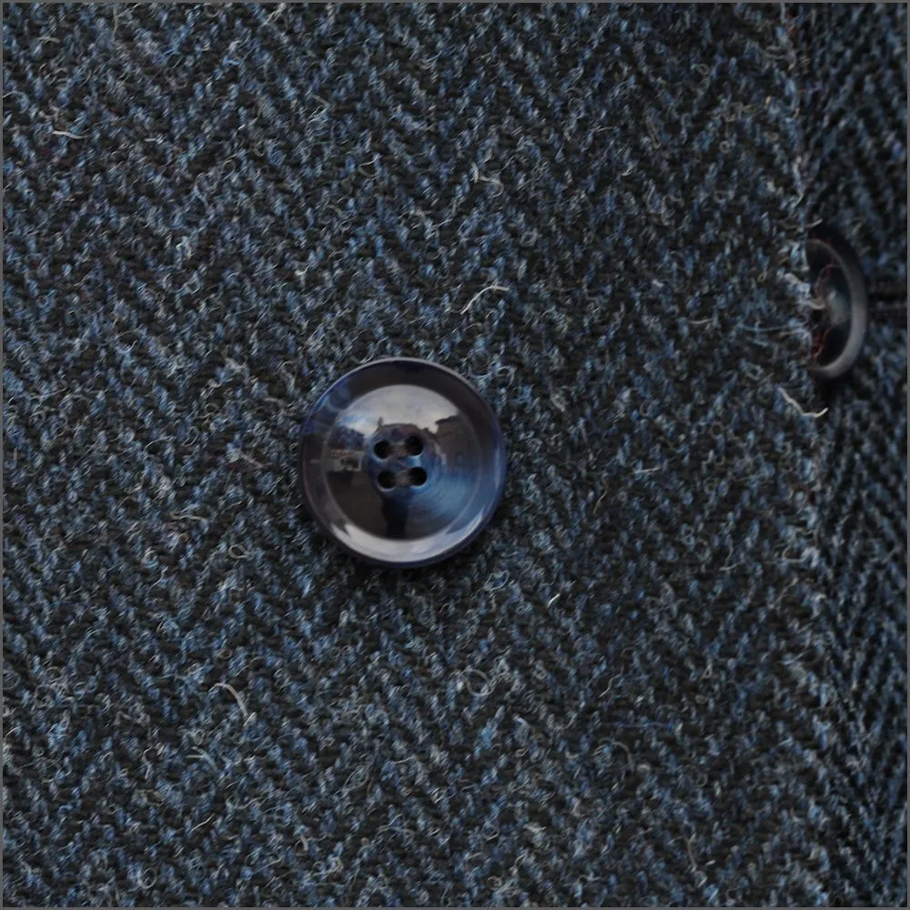 Harris Tweed Dark Blue Herringbone Overcoat--