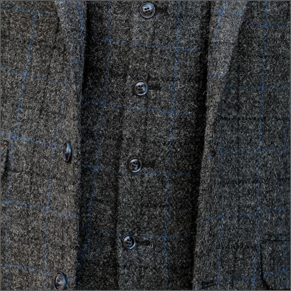 Harris Tweed Grey Marl With Blue Over Check Jacket>