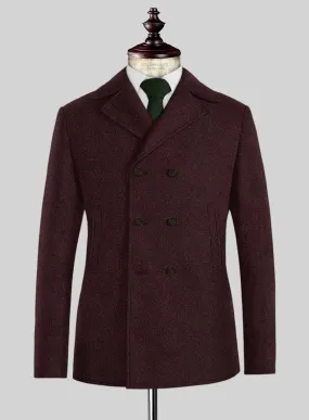 Highlander Sangria Tweed Pea Coat