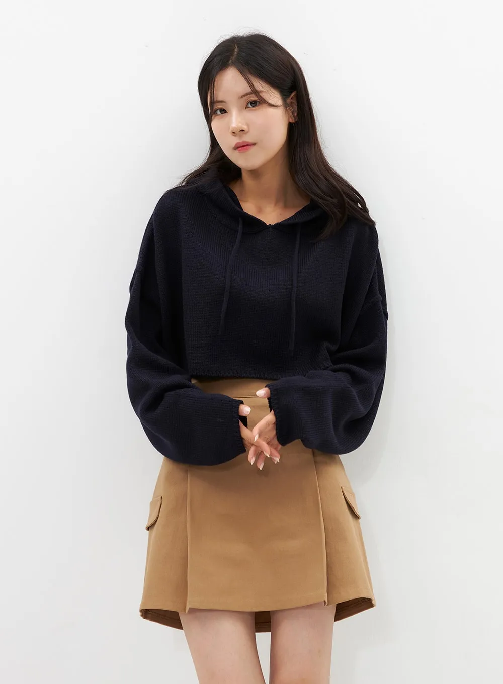 Hooded Crop Knit Sweater OS315