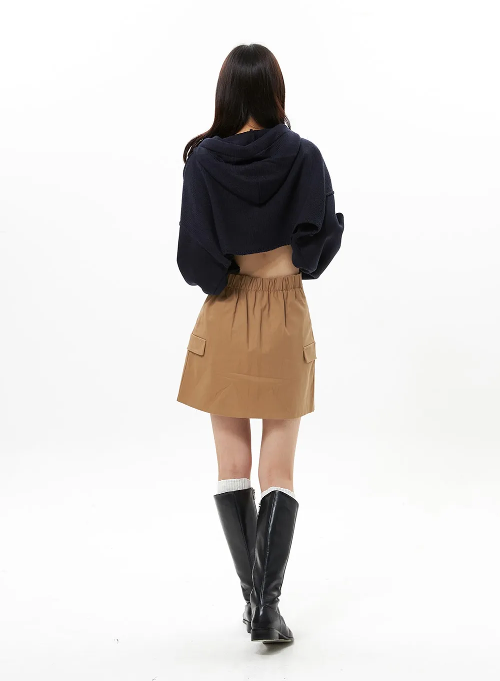 Hooded Crop Knit Sweater OS315