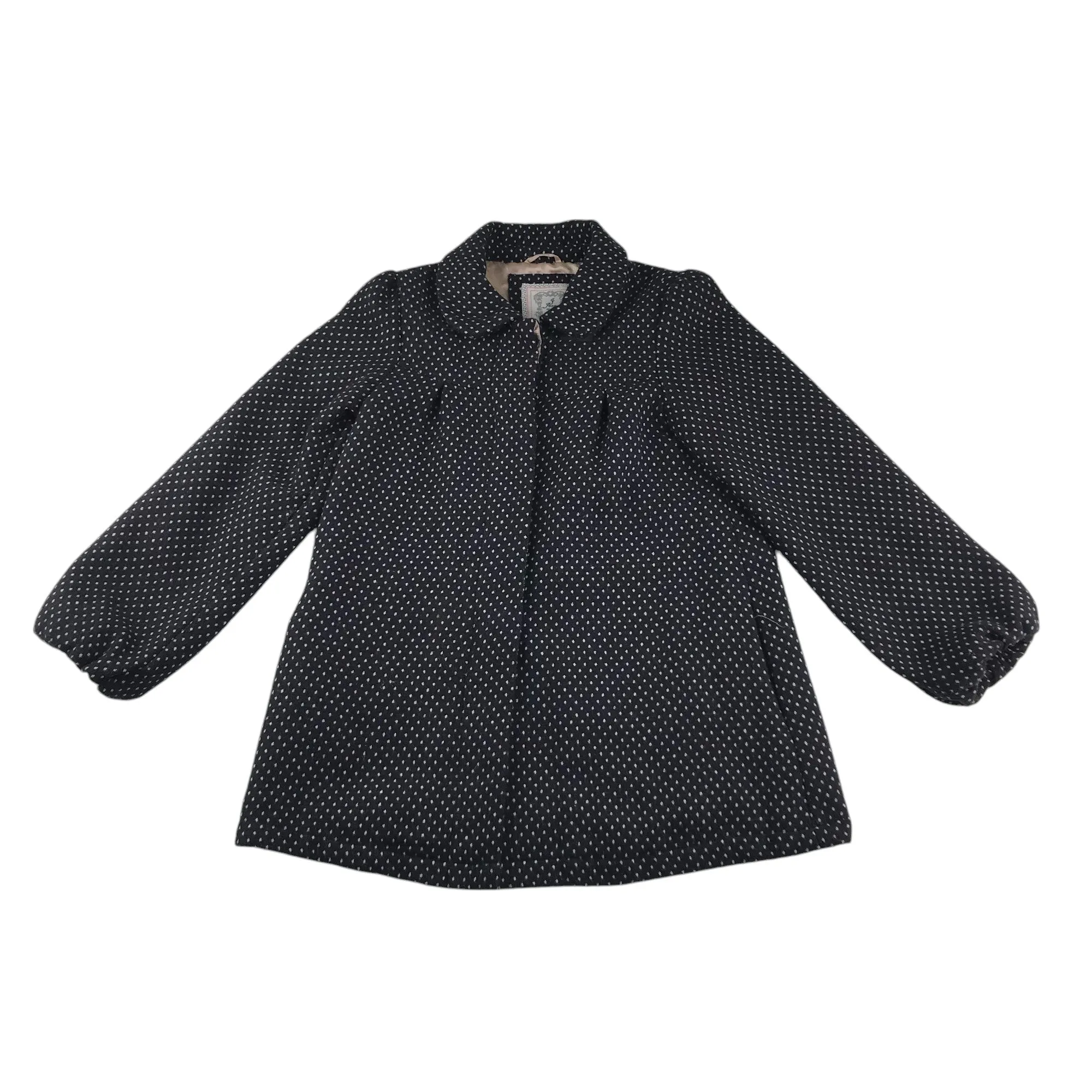 J Jeans coat 11-12 years black spot pattern A-line wool-mix