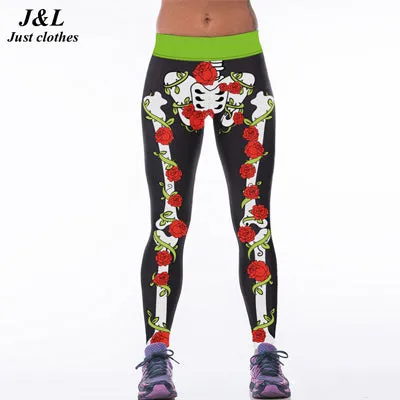 J&L Hot Sales! 3D Print Sporting Leggings Women Skull Girl Birds Printed Fitness Leggings 22 Styles Workout Clothes For Women