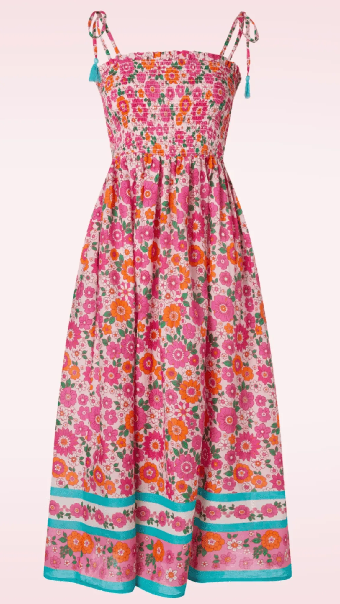 June Floral Midi Dress in Pink