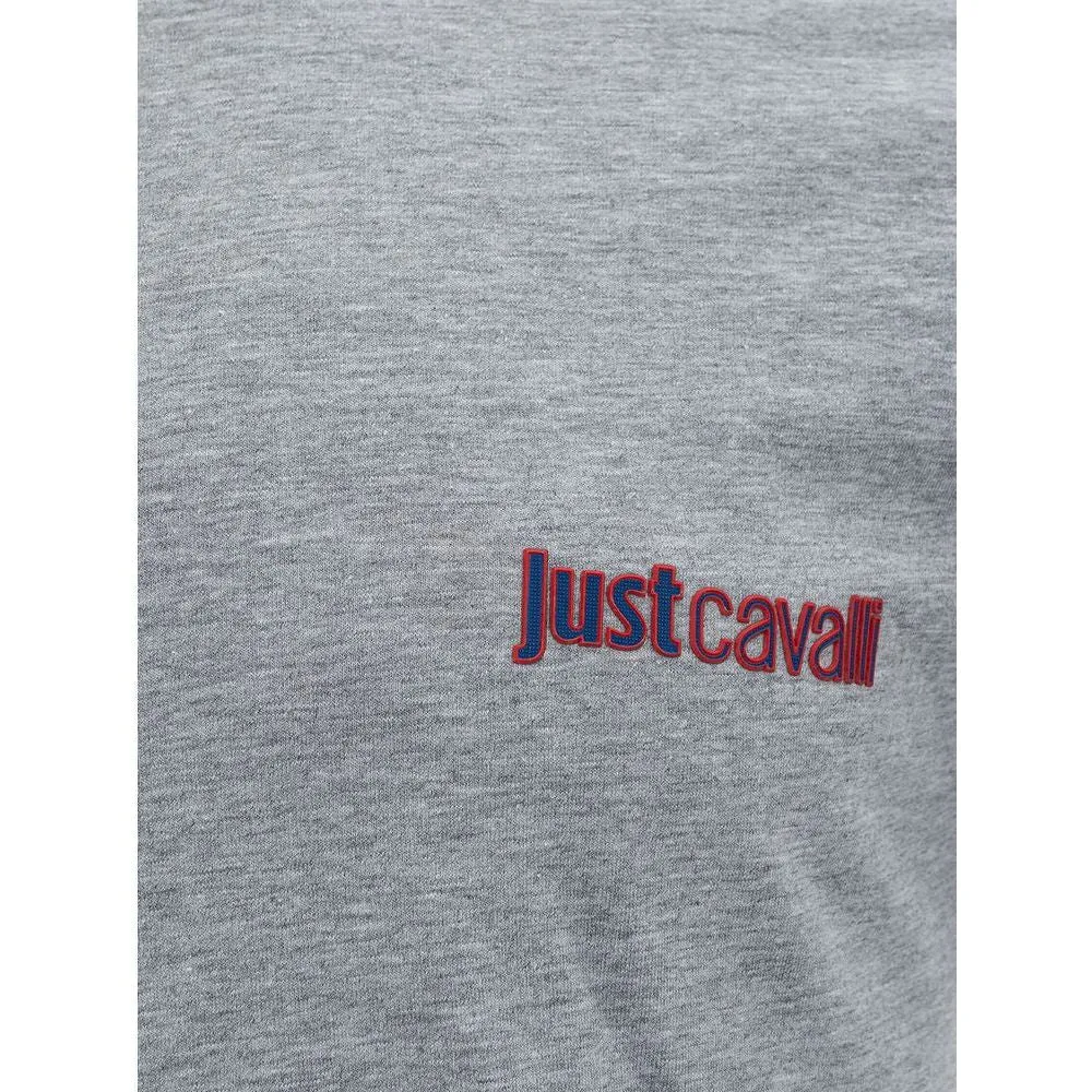 Just Cavalli Elegant Gray Cotton Tee for Men