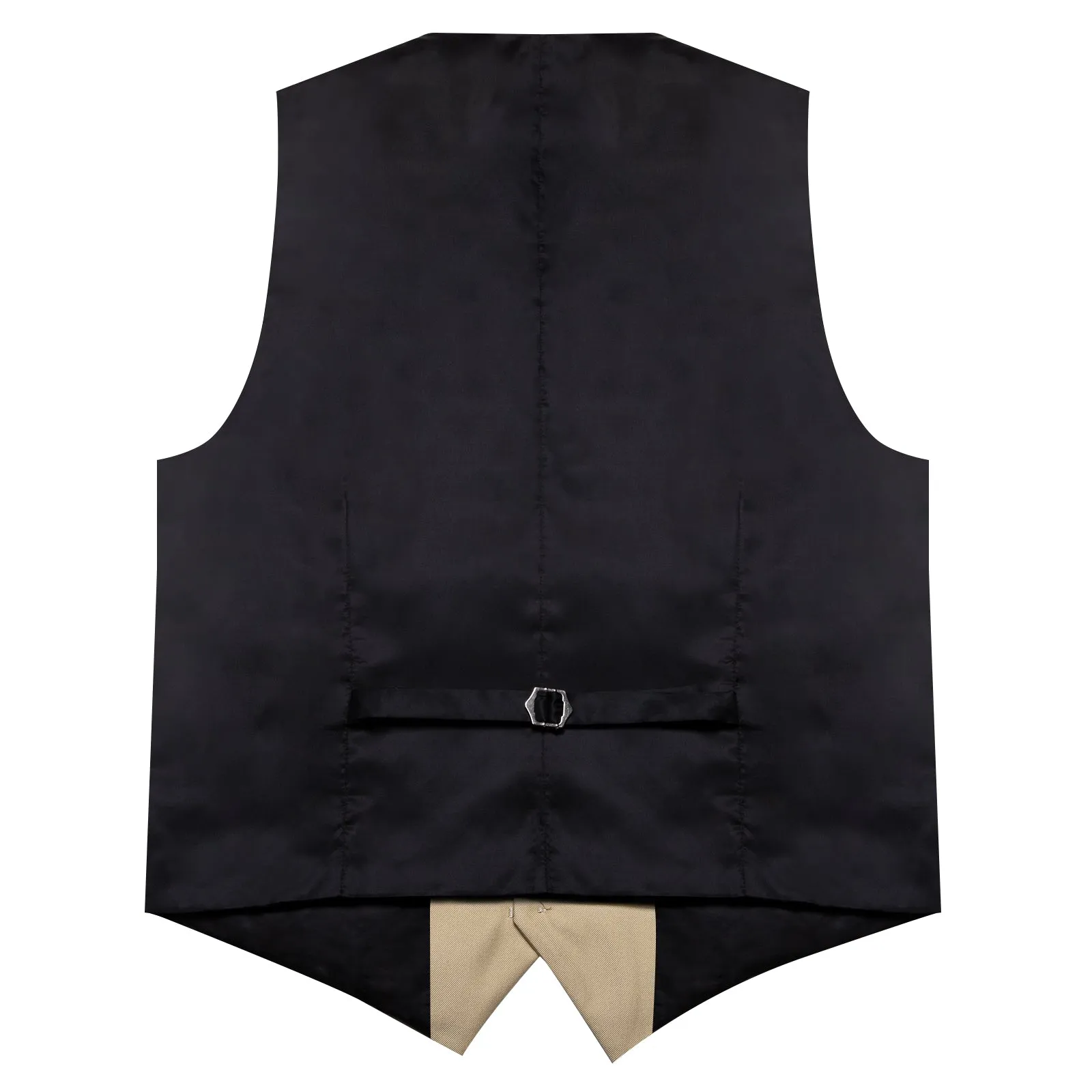 Khaki Yellow Solid Silk Men's Classic Vest with Two Pockets