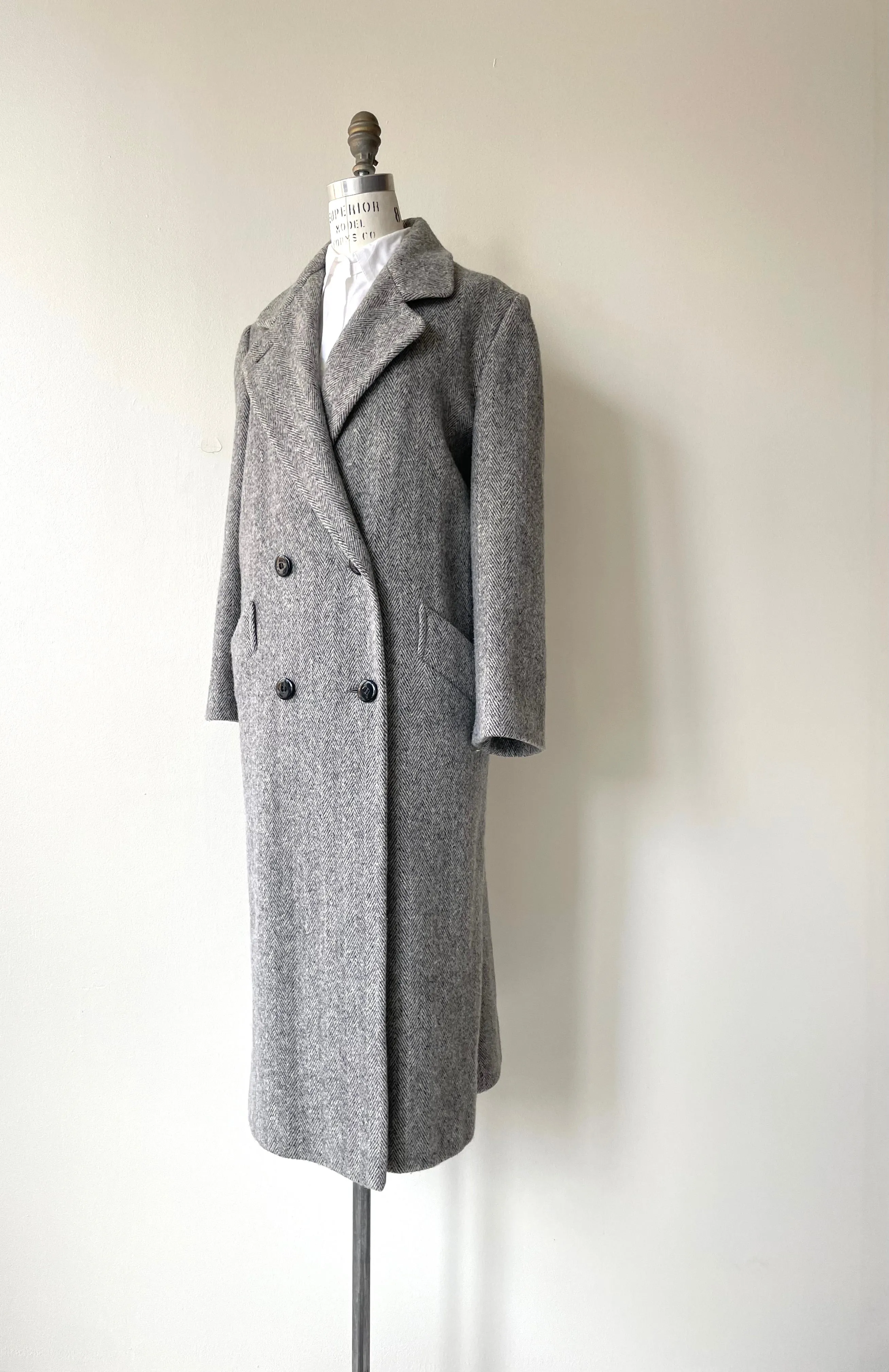 Klein Herringbone Wool Coat