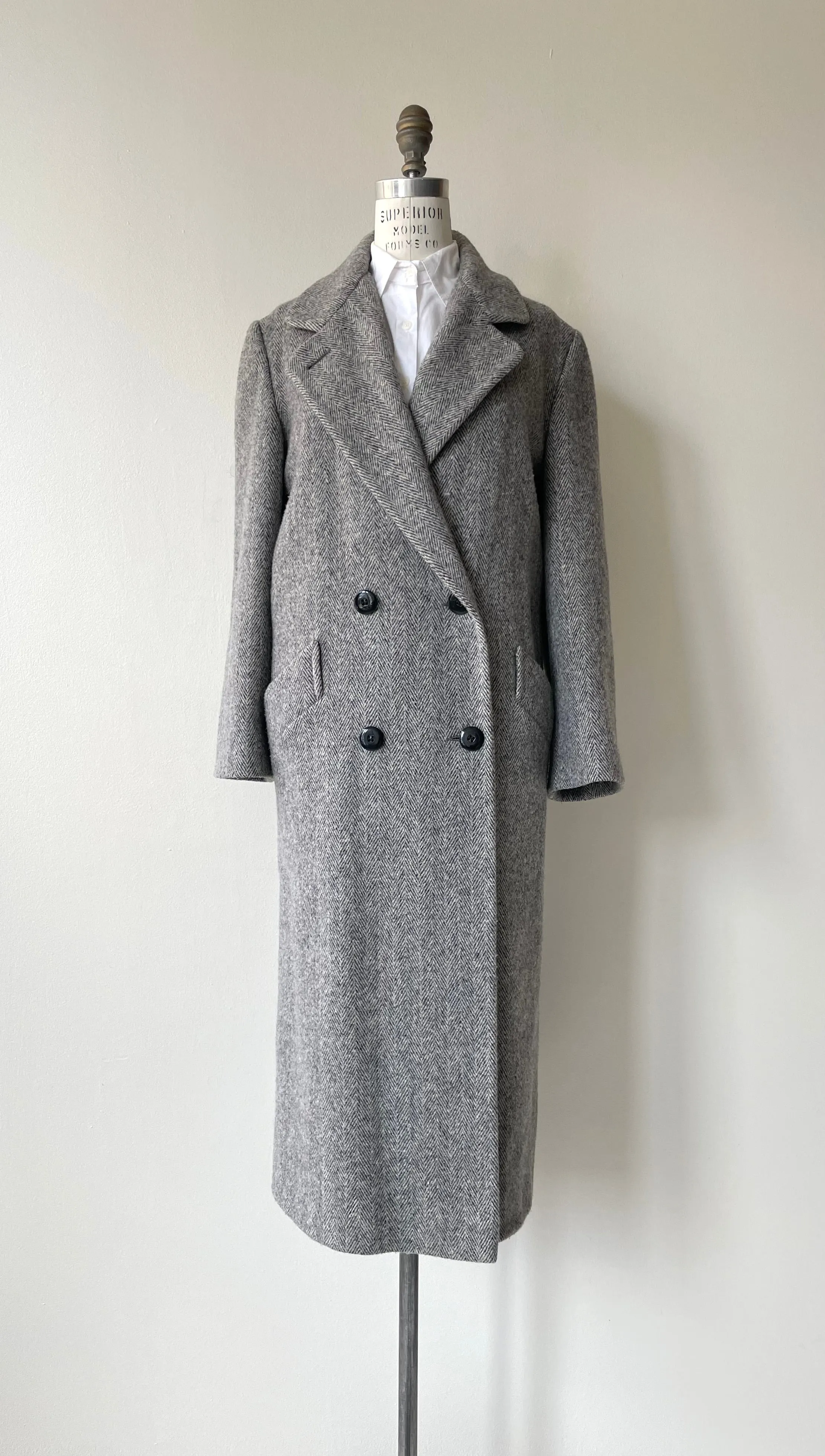 Klein Herringbone Wool Coat