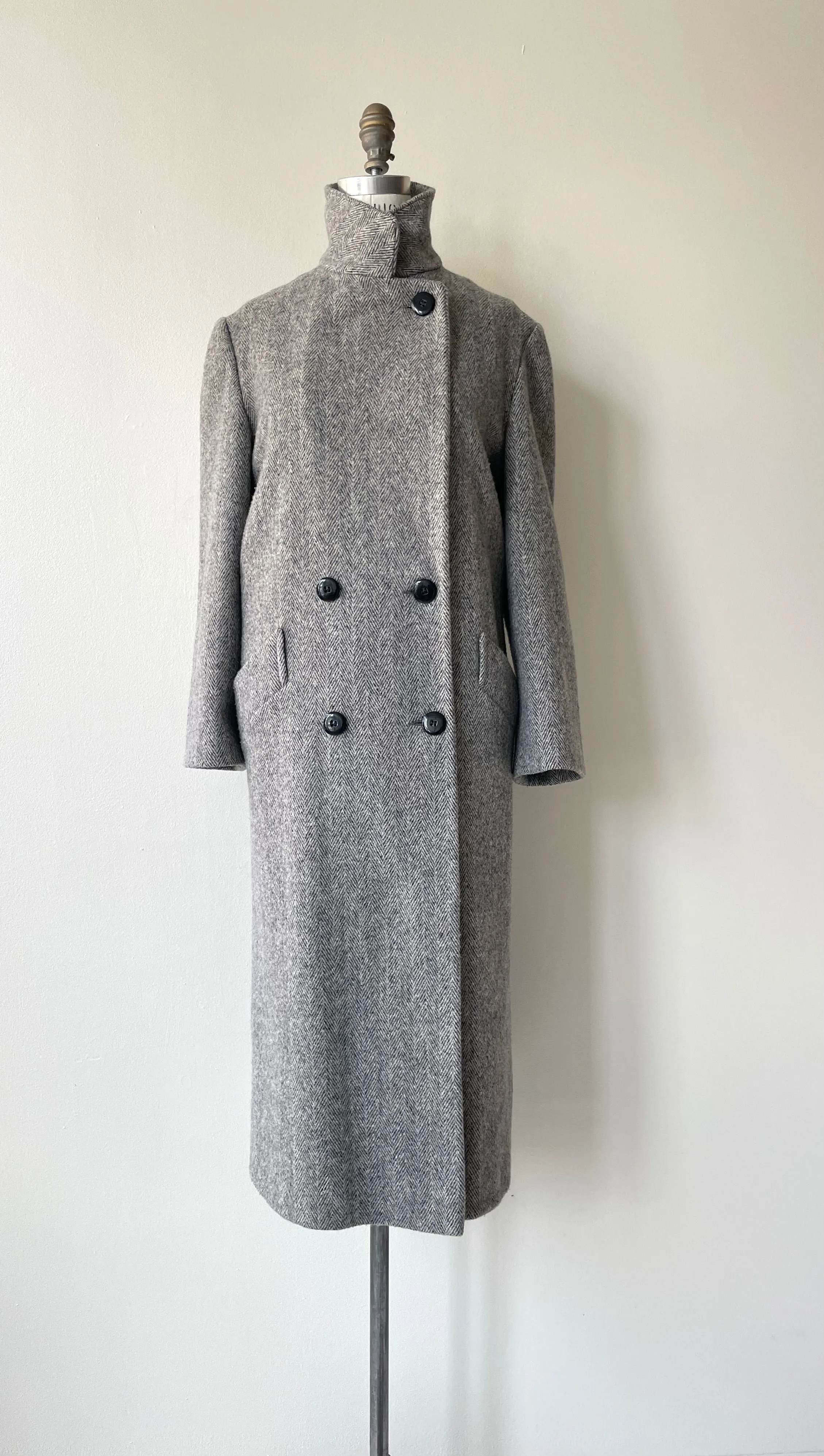 Klein Herringbone Wool Coat