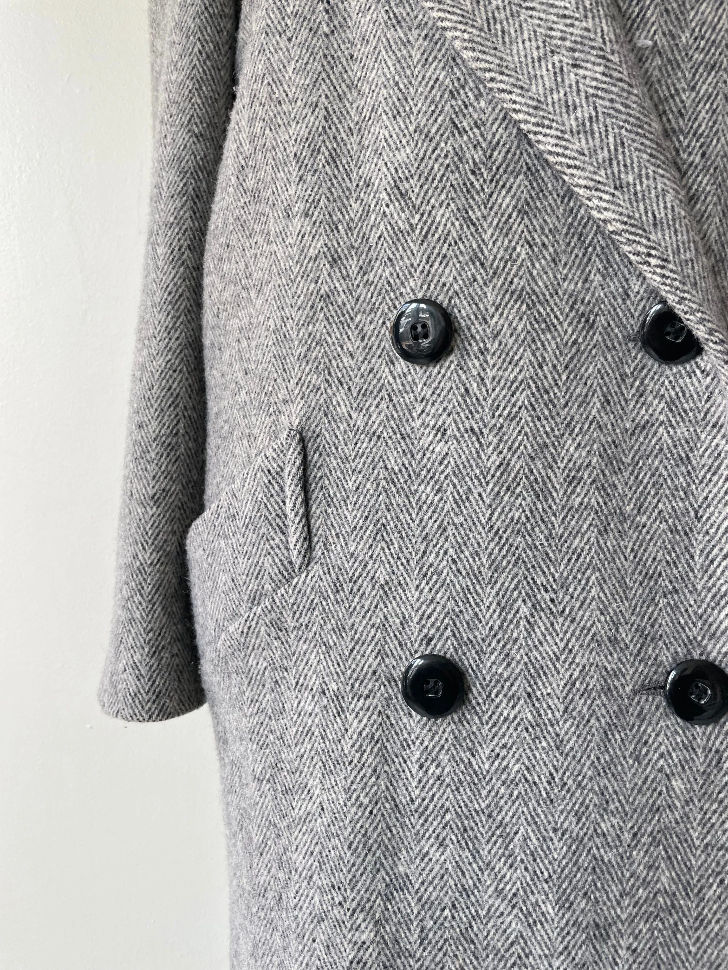 Klein Herringbone Wool Coat