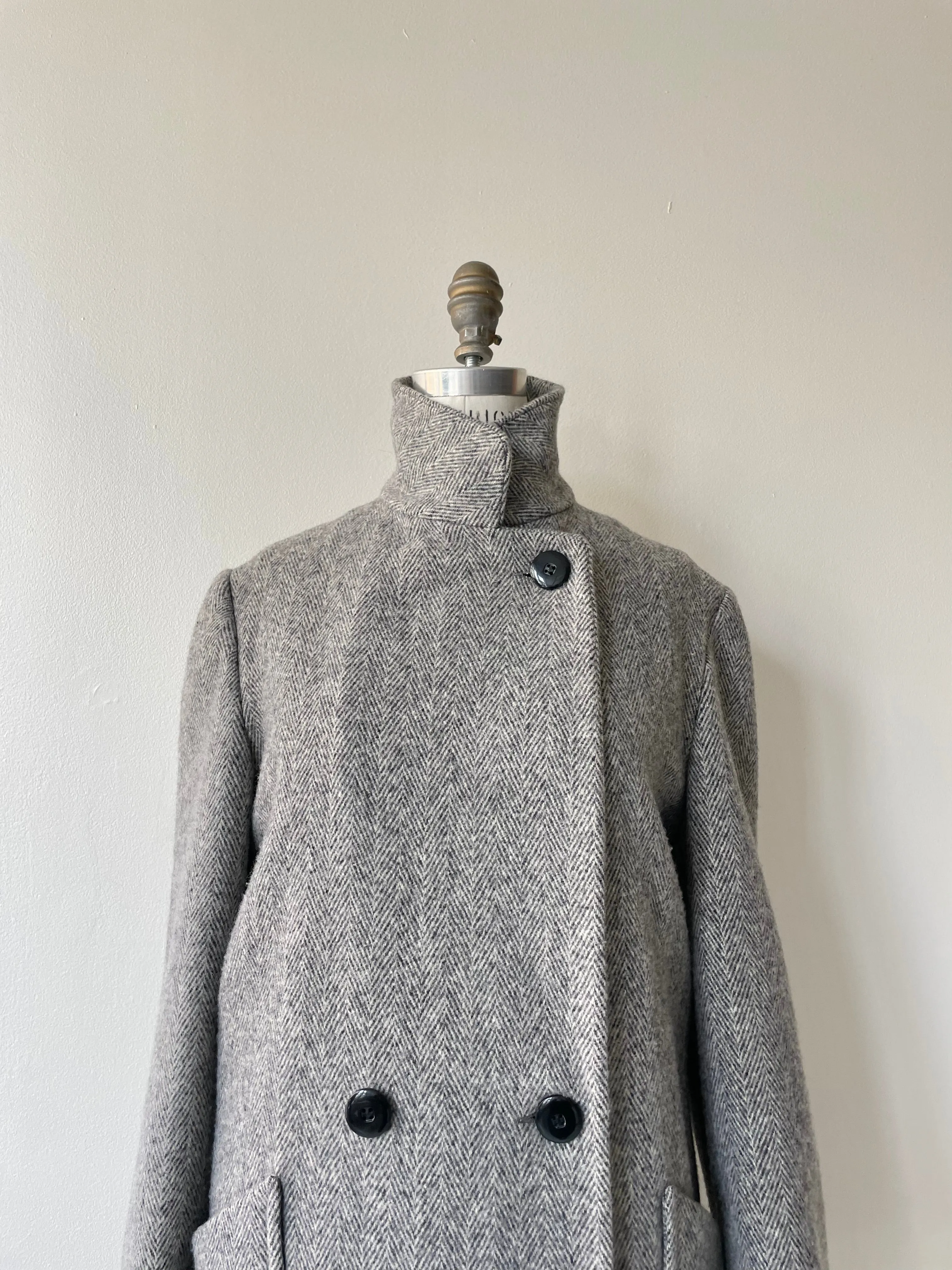 Klein Herringbone Wool Coat