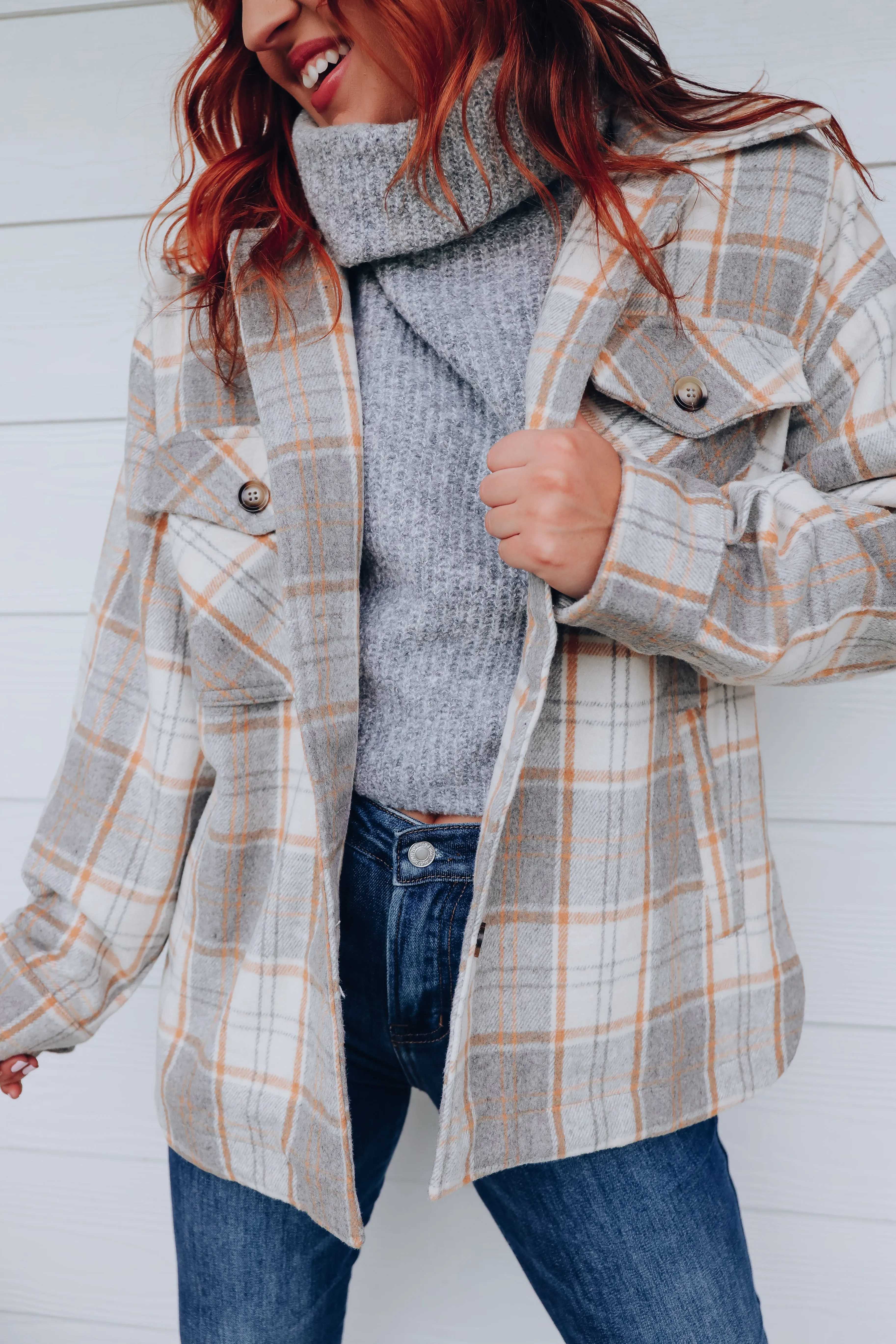 Laramie Plaid Shacket - Grey