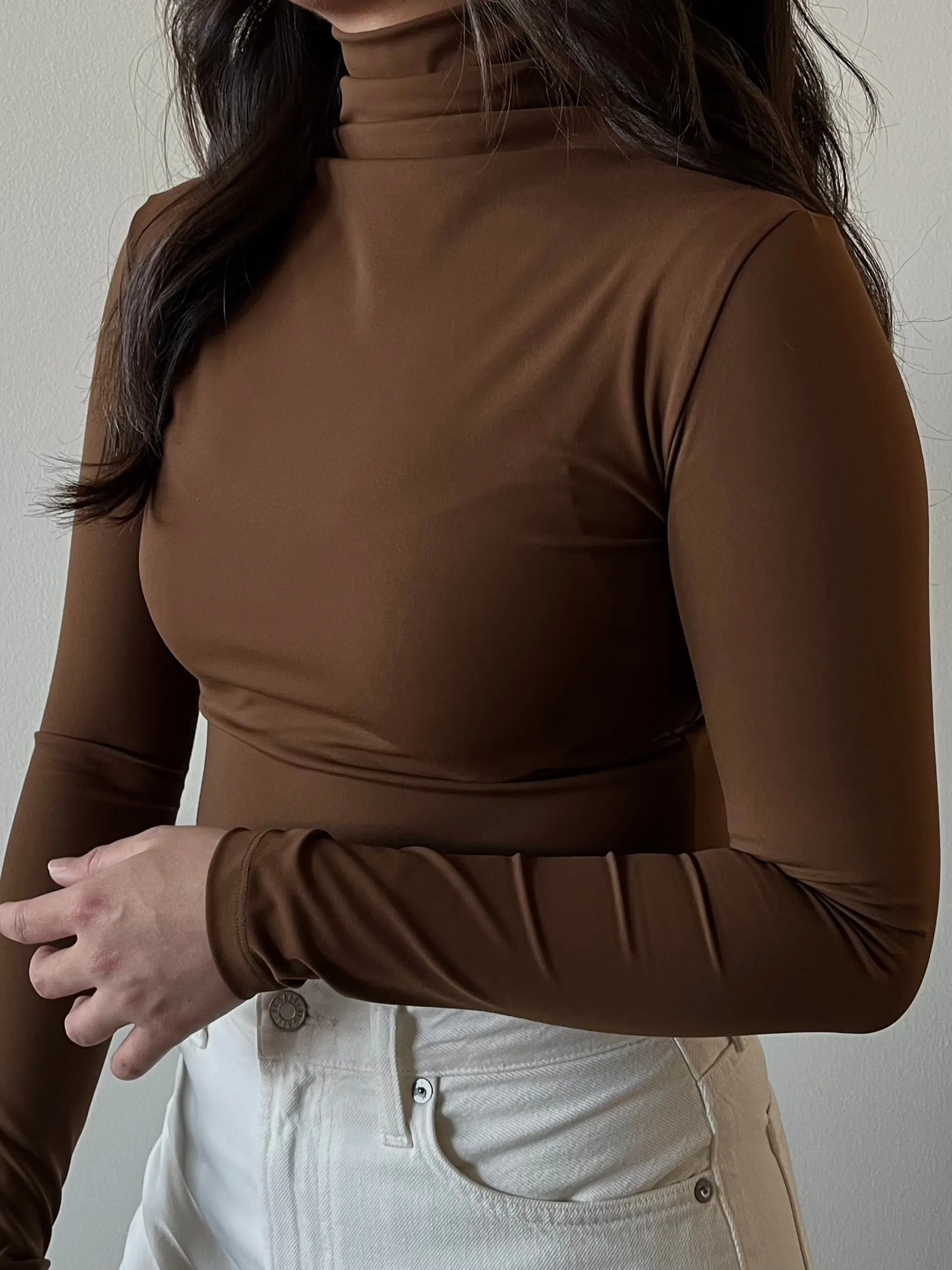 Luxe Turtleneck Bodysuit - Chocolate