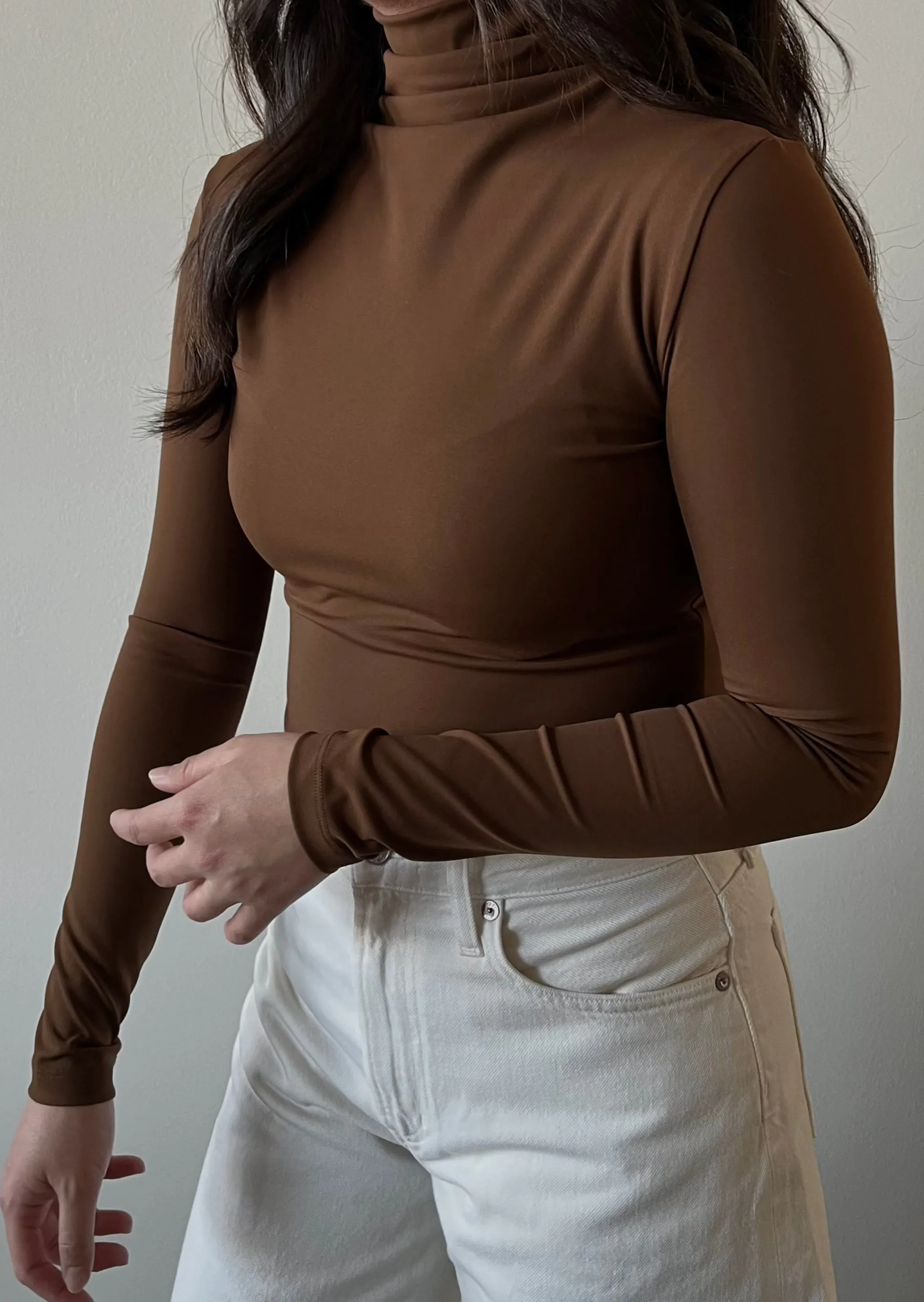 Luxe Turtleneck Bodysuit - Chocolate