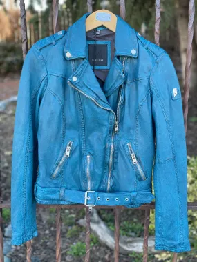 Mauritius Teal Wild Leather Jacket