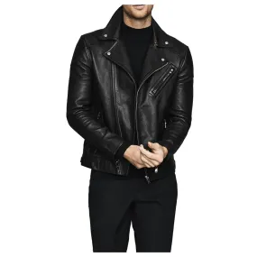 Men Fashion Biker Jacket Three Pocket Zipper