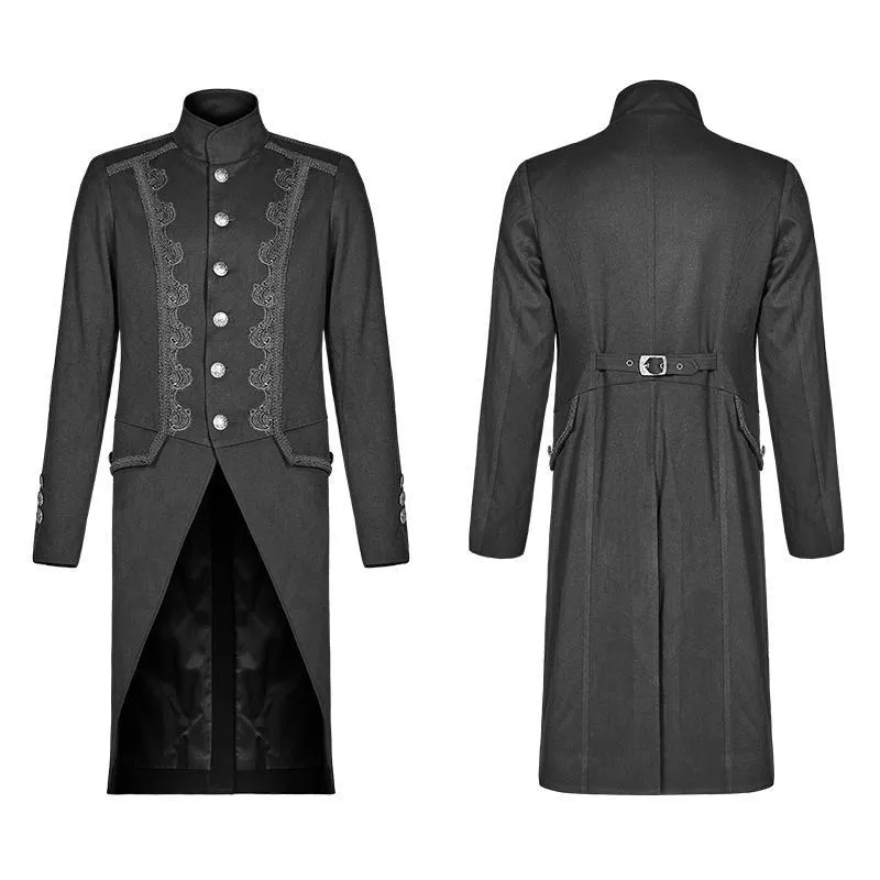 Men's Goth Single-Breasted Dovetail Overcoat