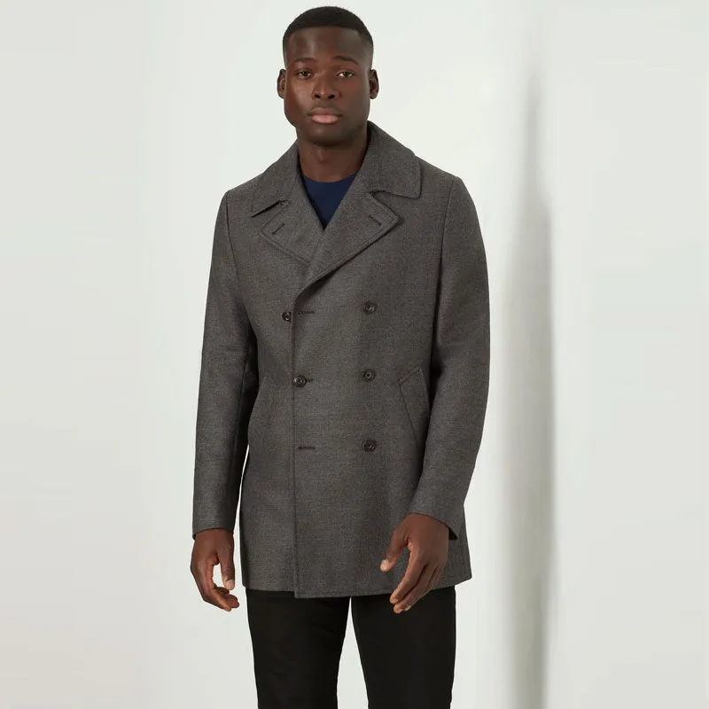 Men's Grey Fleece Navy Peacoat