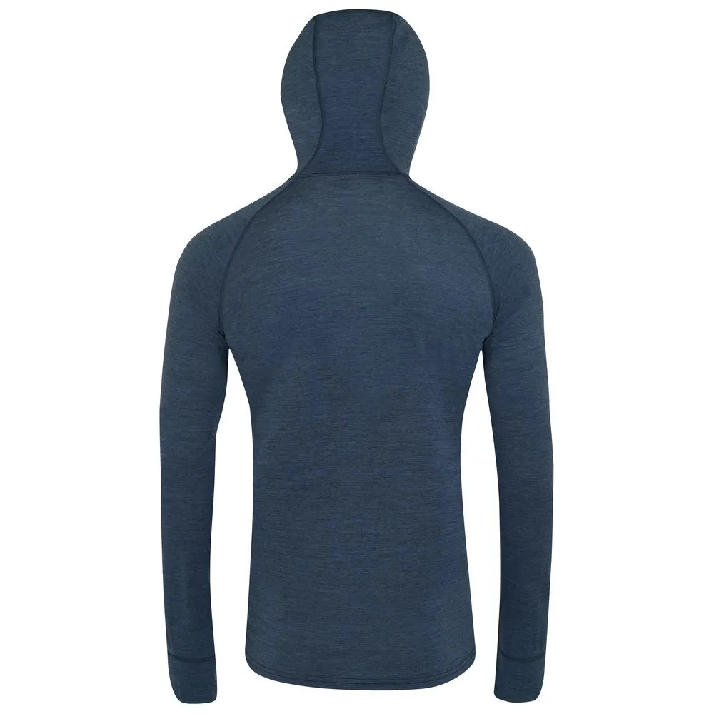 Mens Merino 200 Zip Neck Hoodie (Denim)