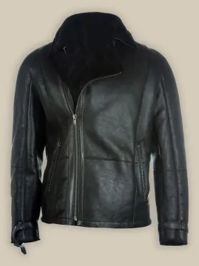 Men's Pure Black B3 Shearling Bomber Jacket