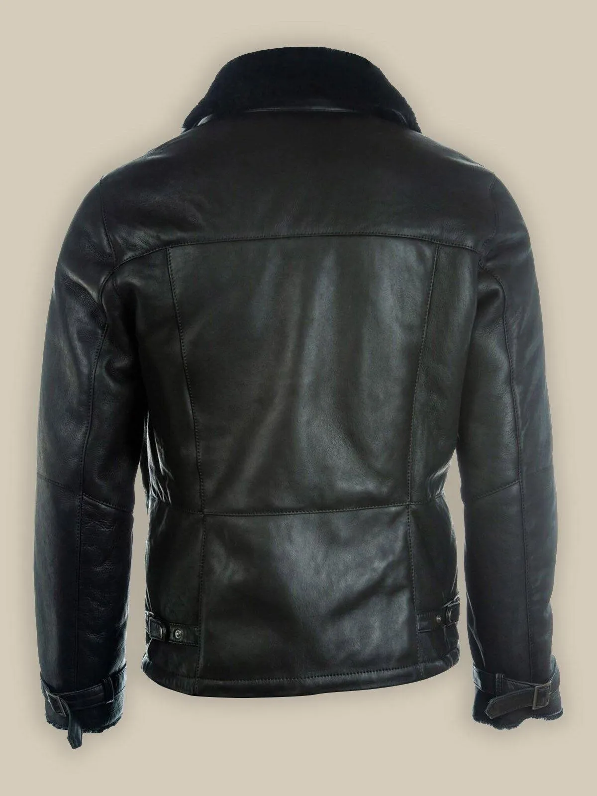 Men's Pure Black B3 Shearling Bomber Jacket