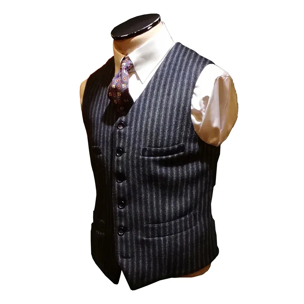 Men's Stripe Tweed Vest Sleeveless Jacket - Smart Casual