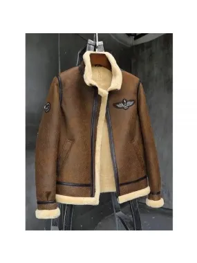 Men's Stylish Shearling Sheepskin Motorcycle Jacket