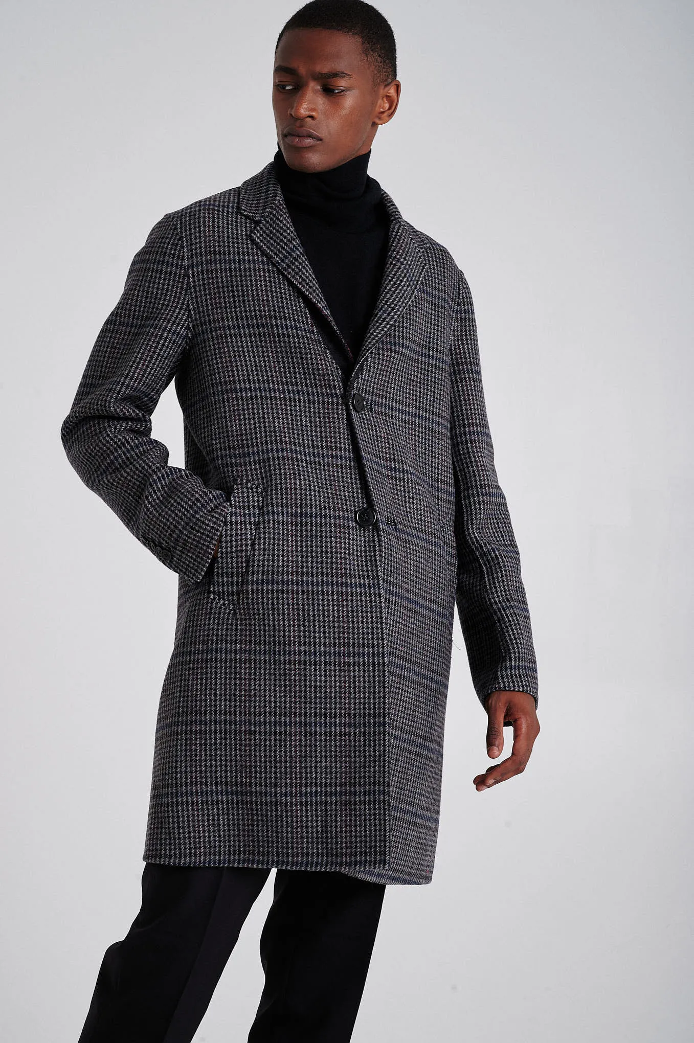 Men's wool blend hand-made overcoat