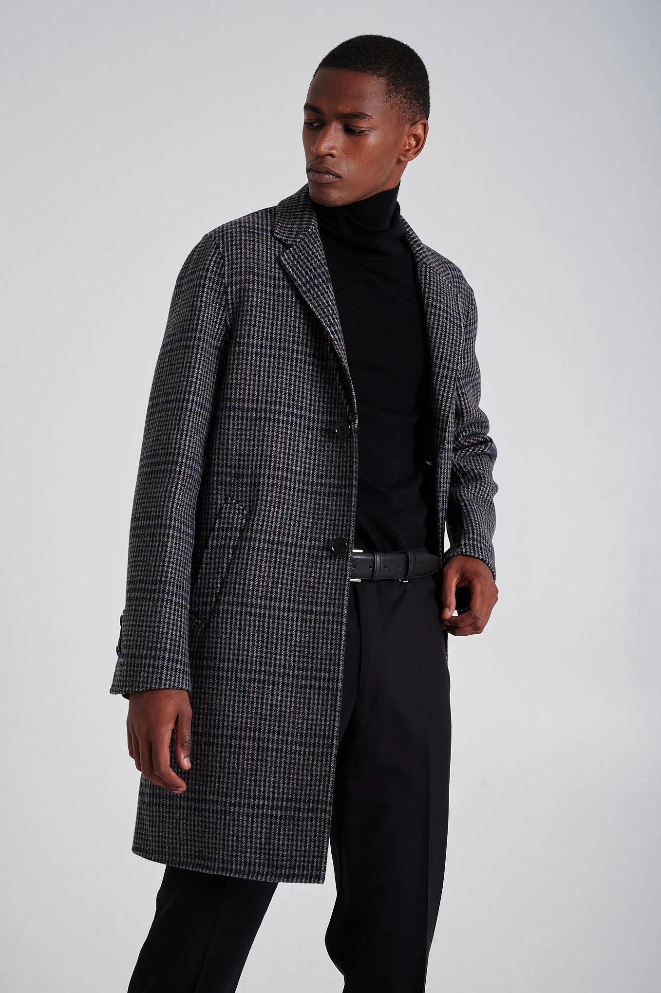 Men's wool blend hand-made overcoat