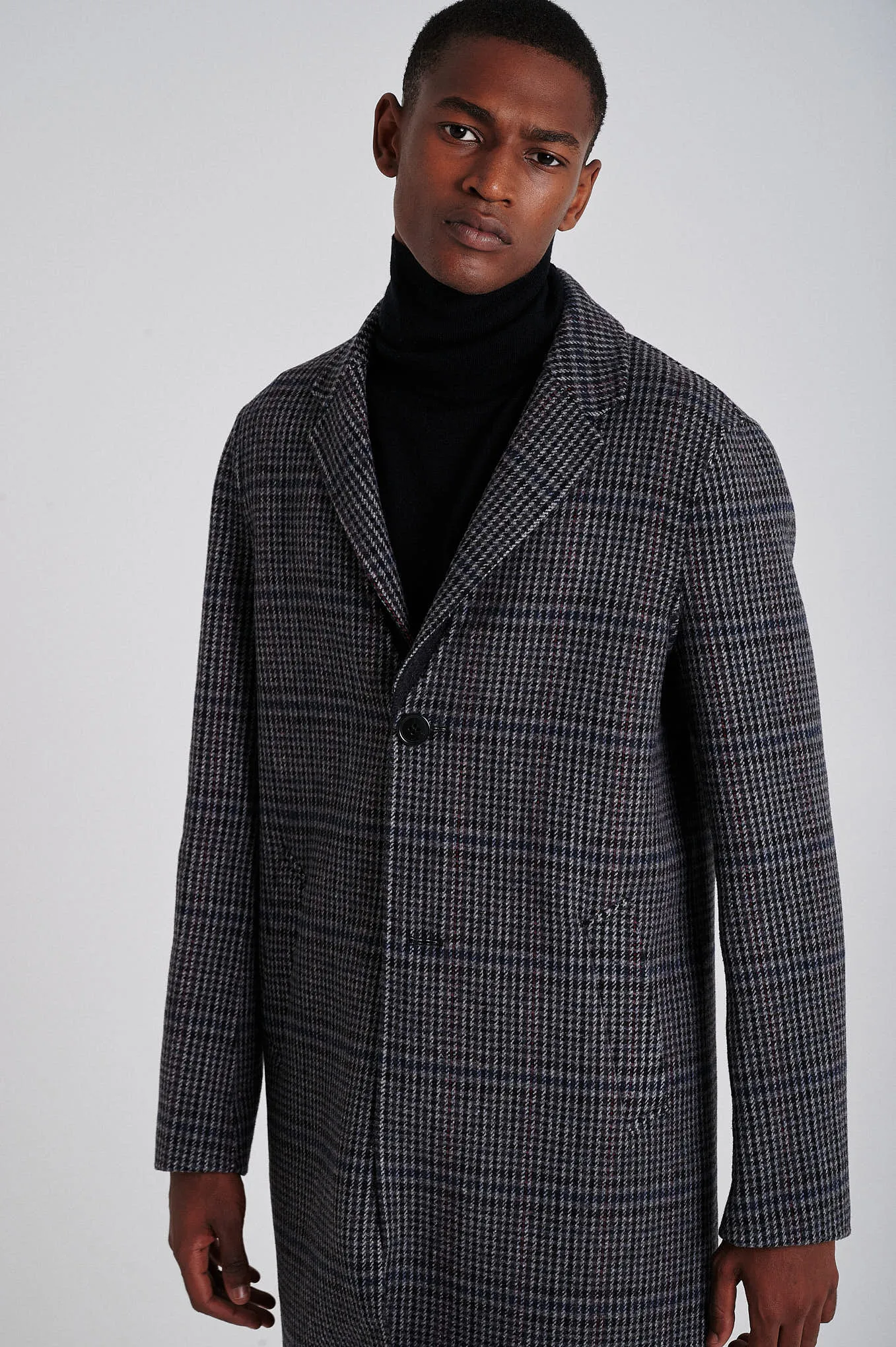 Men's wool blend hand-made overcoat