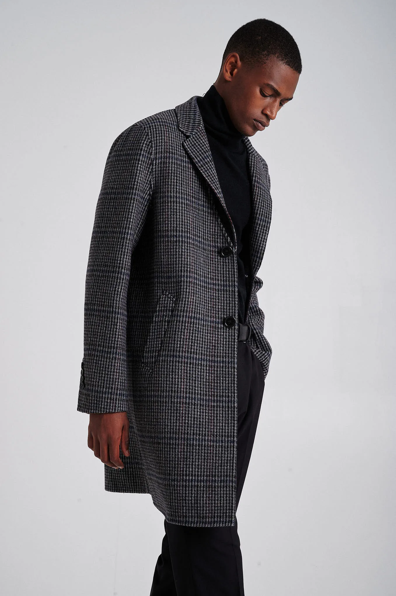 Men's wool blend hand-made overcoat