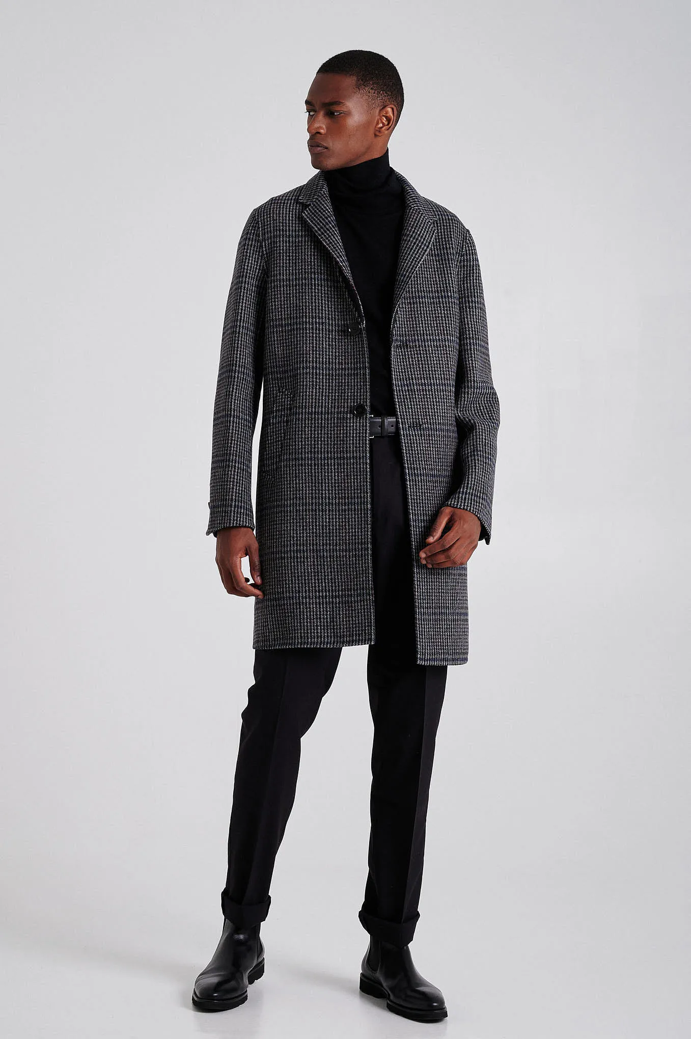 Men's wool blend hand-made overcoat