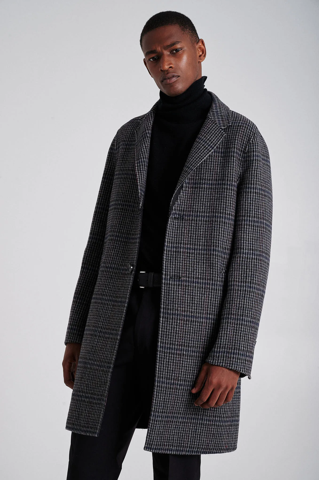 Men's wool blend hand-made overcoat