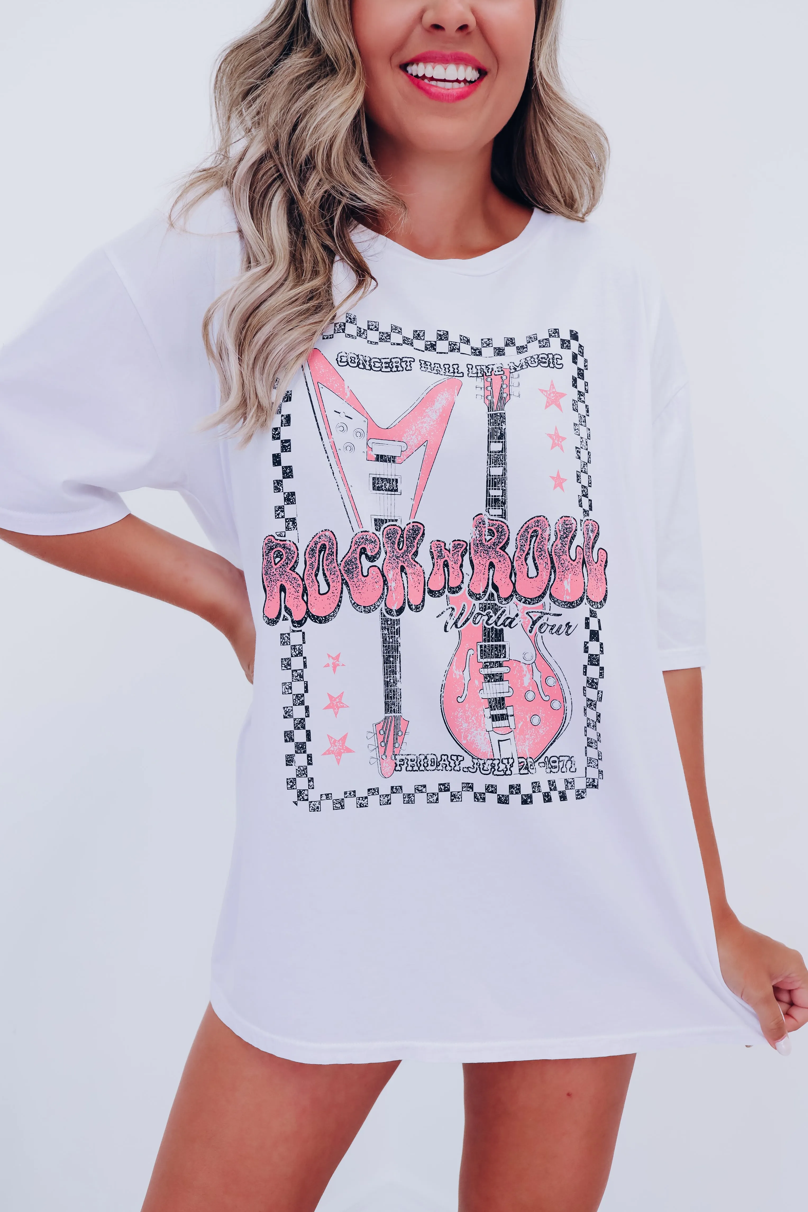 Mercury Oversized "Rock N Roll" Graphic Tee - White