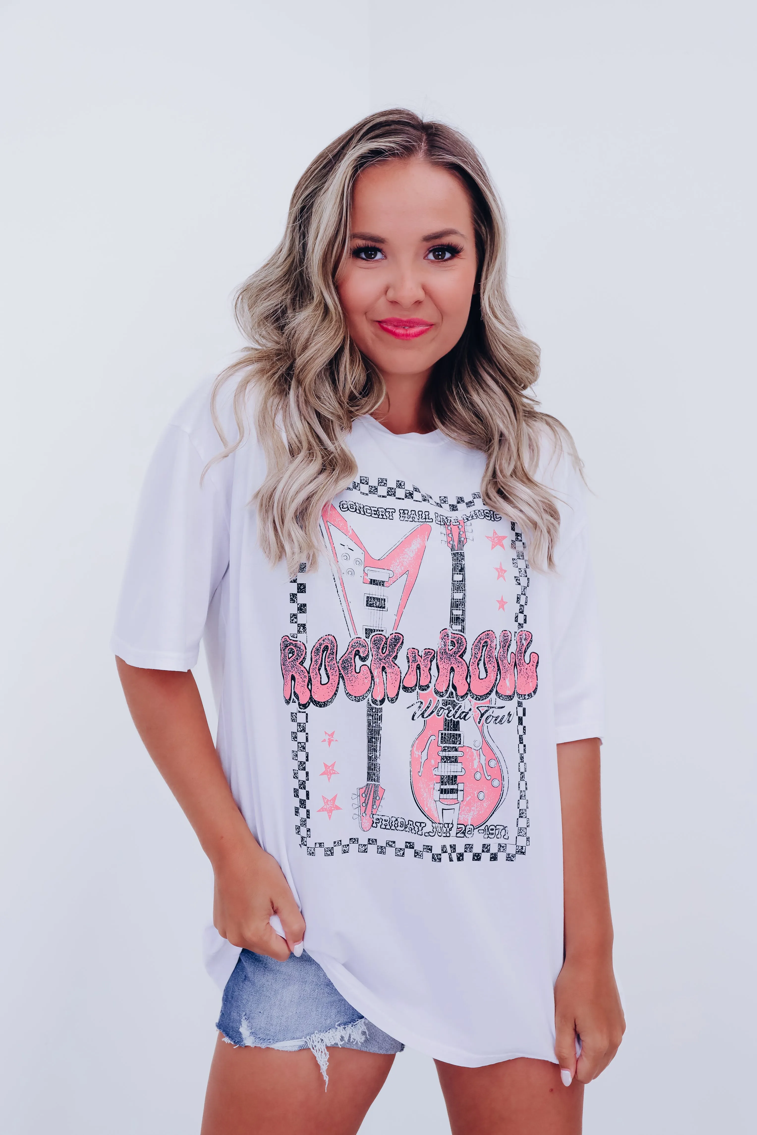 Mercury Oversized "Rock N Roll" Graphic Tee - White