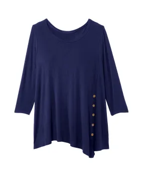 Michelle Asymmetric Detailed Tee | Navy