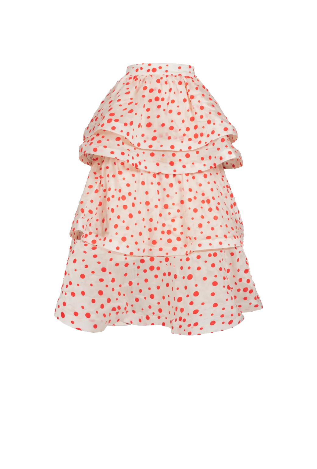 MIDI Teagan Tiered Skirt - Flocking Dot