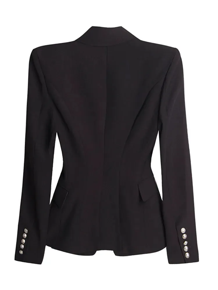 Minimalist Blazers For Women Notched Collar Long Sleeve Patchwork Single Breasted Tunic Slim Blazer Female Fashion