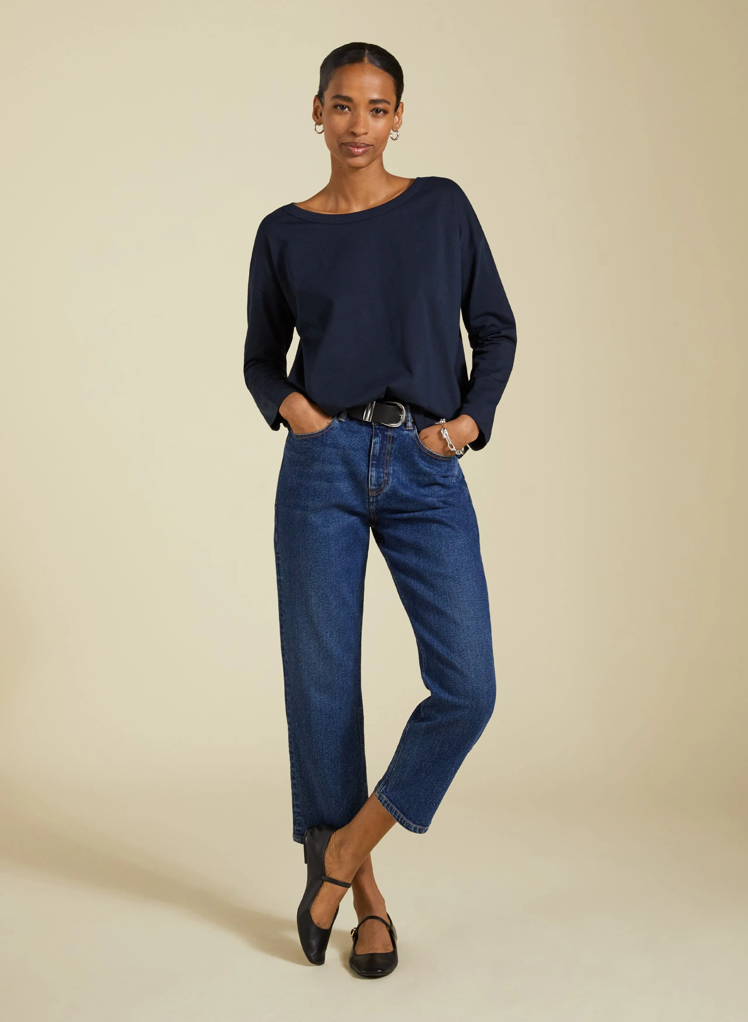 Montrose Organic Cotton Relaxed Top | Deep Indigo