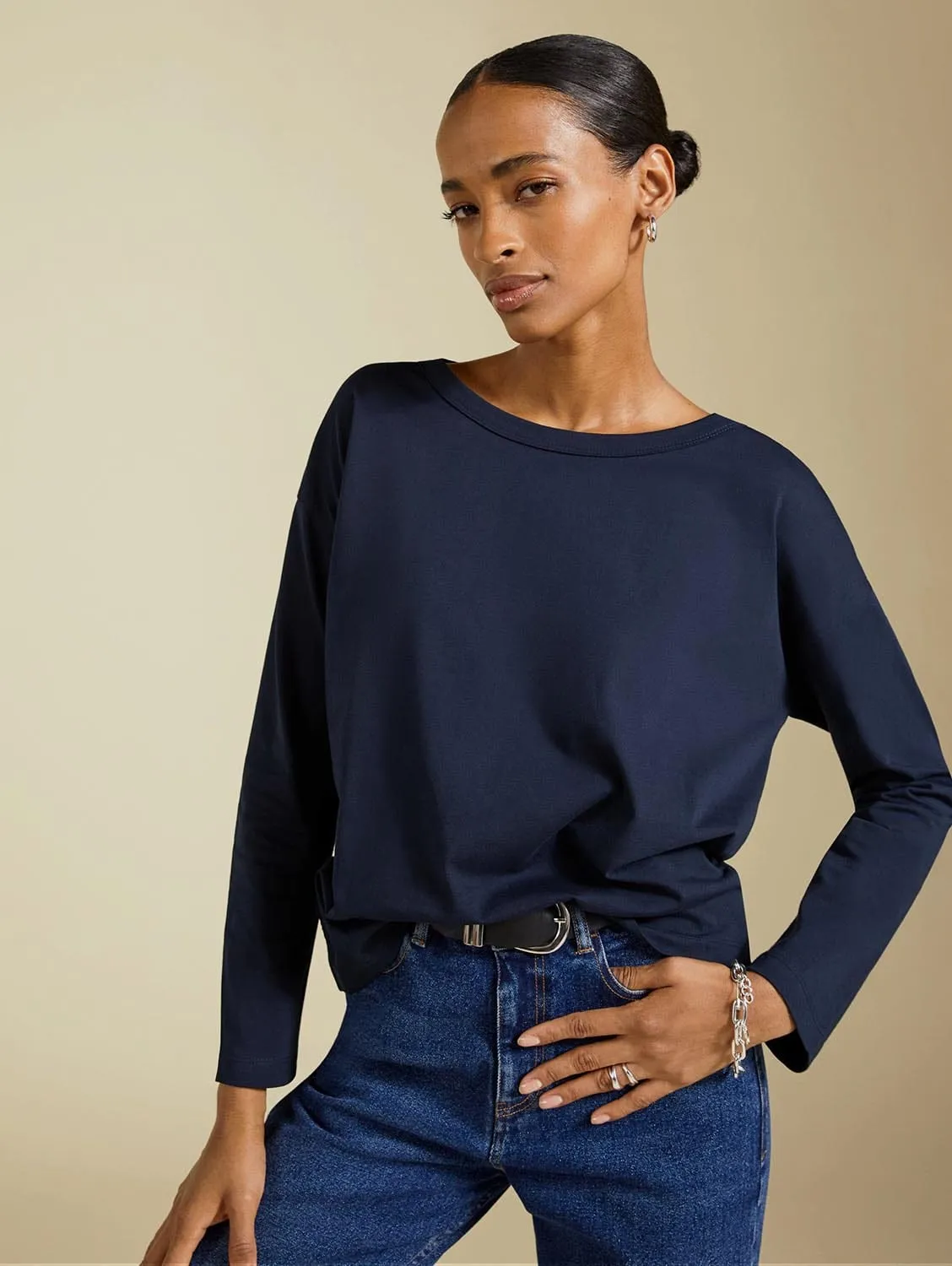 Montrose Organic Cotton Relaxed Top | Deep Indigo