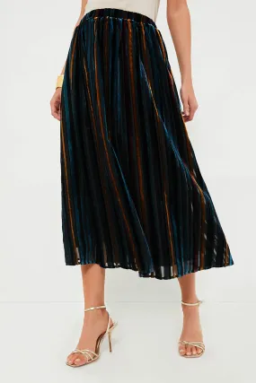 Multicolor Velvet Stripe Alba Skirt