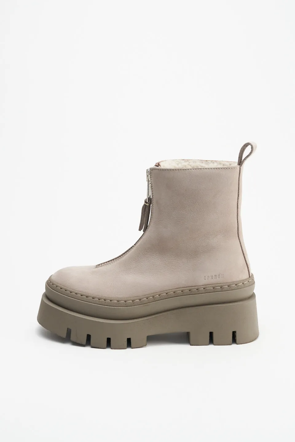 Nabuc Greige Front Zip Winter Boots